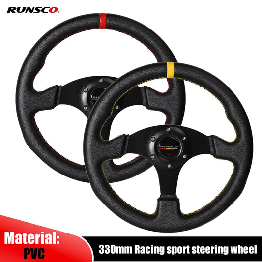 330mm Flat Drift Racing Steering Wheel — Aluminium & PVC