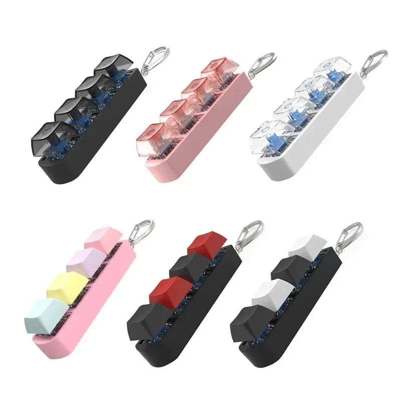 4Keys Finger Button Anti-stress Toys Mechanical Keyboard Keycaps Office Decompression Calming Keychain Gifts for Children Adults - Urbizia