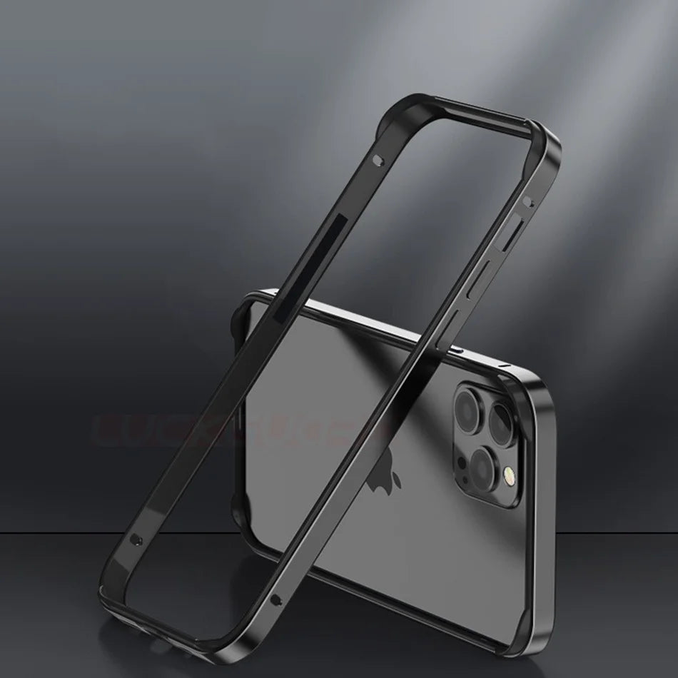 For iPhone 11 12 13 14 15 Plus 16 17 18 Pro Max Bumper Case Hybird Silicone Frame Luxury Light Aluminum Metal For iPhone17 18pro