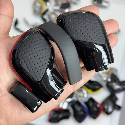 Black Chrome With Suede Leather Gear Shift Knob Side Cover DSG Emblem For VW Golf 6 7 R GTI Passat B7 B8 CC R20 Jetta MK6 GLI