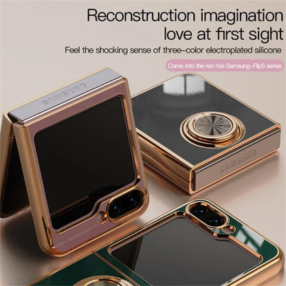 Plating Silicone Case for Samsung Galaxy Z Flip 5 4 3 Z Fold 5 ZFold ZFlip Fold5 Fold4 Flip5 Flip4 Flip3 Cover with Ring Holder