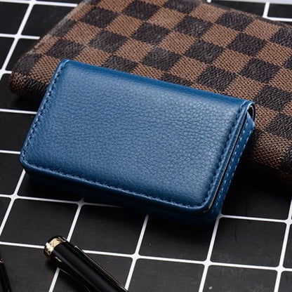 Sized Stitched PU Leather Credit High Quality Card Holder Visiting Business Card Case Wallet with Magnetic Shut for Men & Women