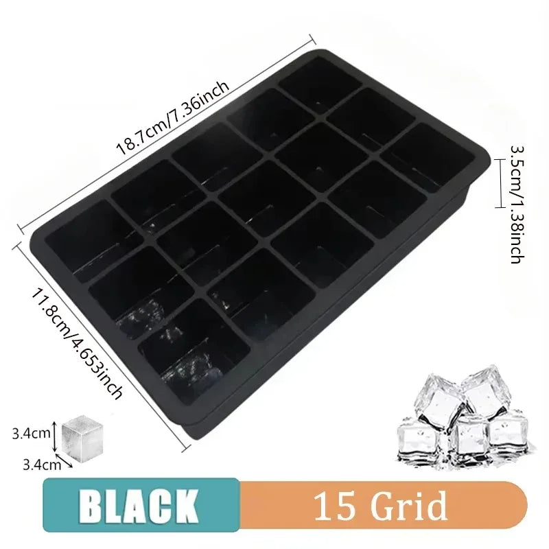 15 Grid Silicone Ice Cube Tray Large Freezer Mold