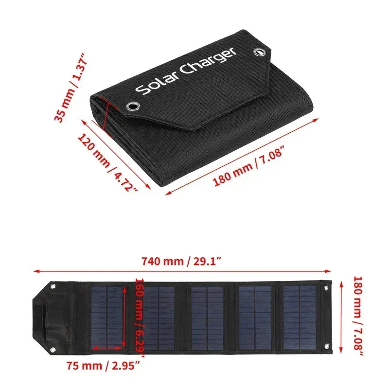 60W 80W 100W Foldable Solar Panel 5V USB Portable Folding Bag Battery Charger for Phone Outdoor Camping Waterproof Power Bank - Urbizia