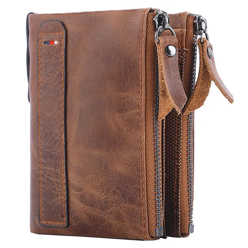 Men Wallets 100% Real Genuine Original Cowskin Leather Short Card Holder Leather Men Purse High Quality Luxury Brand Male Wallet