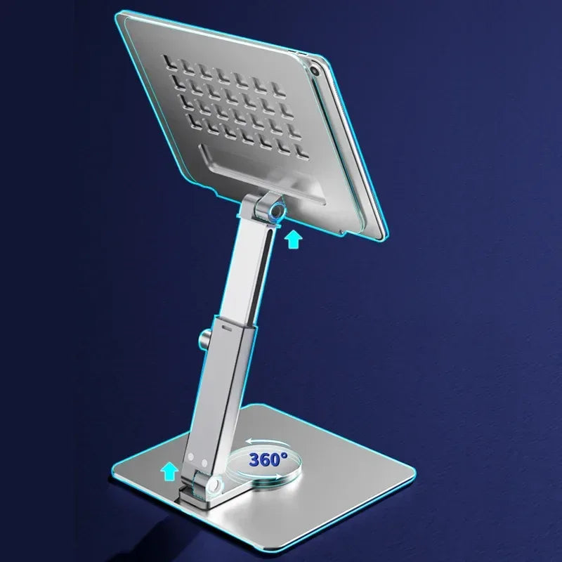 Aluminum Tablet Stand Desk Riser 360° Rotation Multi-Angle Height Adjustable Foldable Mount Dock For Pro iPad Xiaomi Huawei Tab - Urbizia
