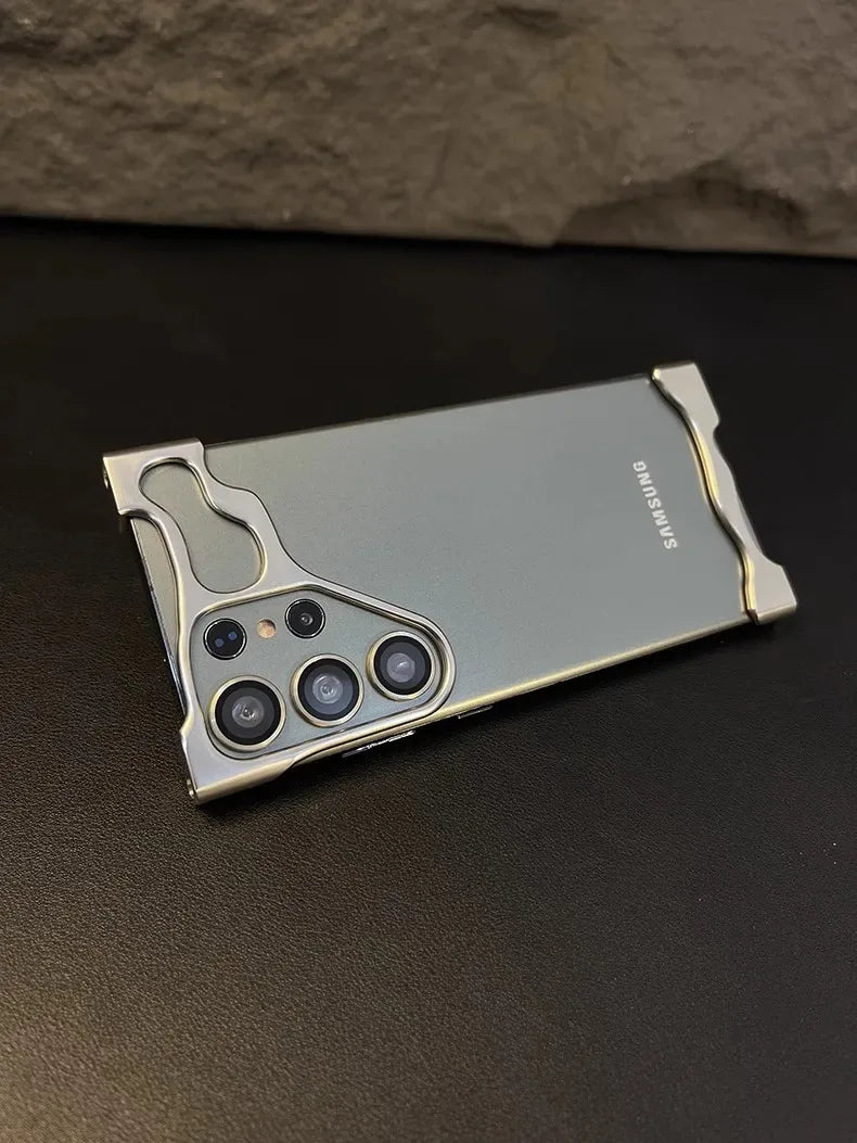 Aluminum Alloy Bumper Phone Shell For Samsung Galaxy S23 S24 S25 S26 Ultra Plus With Lens Film Metal Corner Pad Shockproof Cover