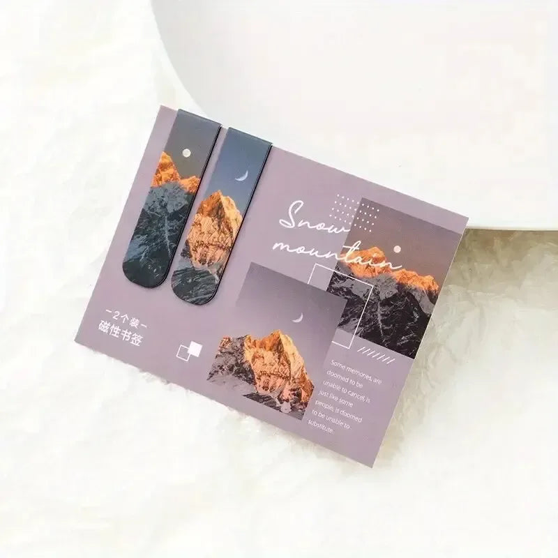 2pcs Forest Landscape Magnetic Bookmark For Pages Books Readers - Urbizia