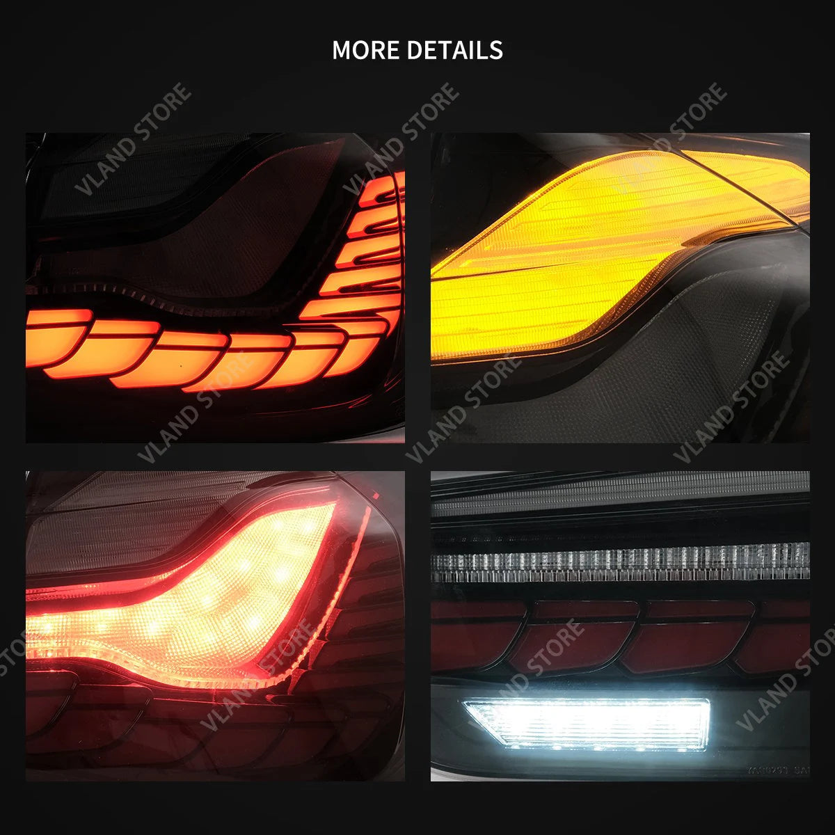 VLAND LED Tail Lights For BMW 3 Series F30 F80 2012-2019 GTS Style Rear Lamps Dynamic Turn Signal Plug & Play Upgrade
