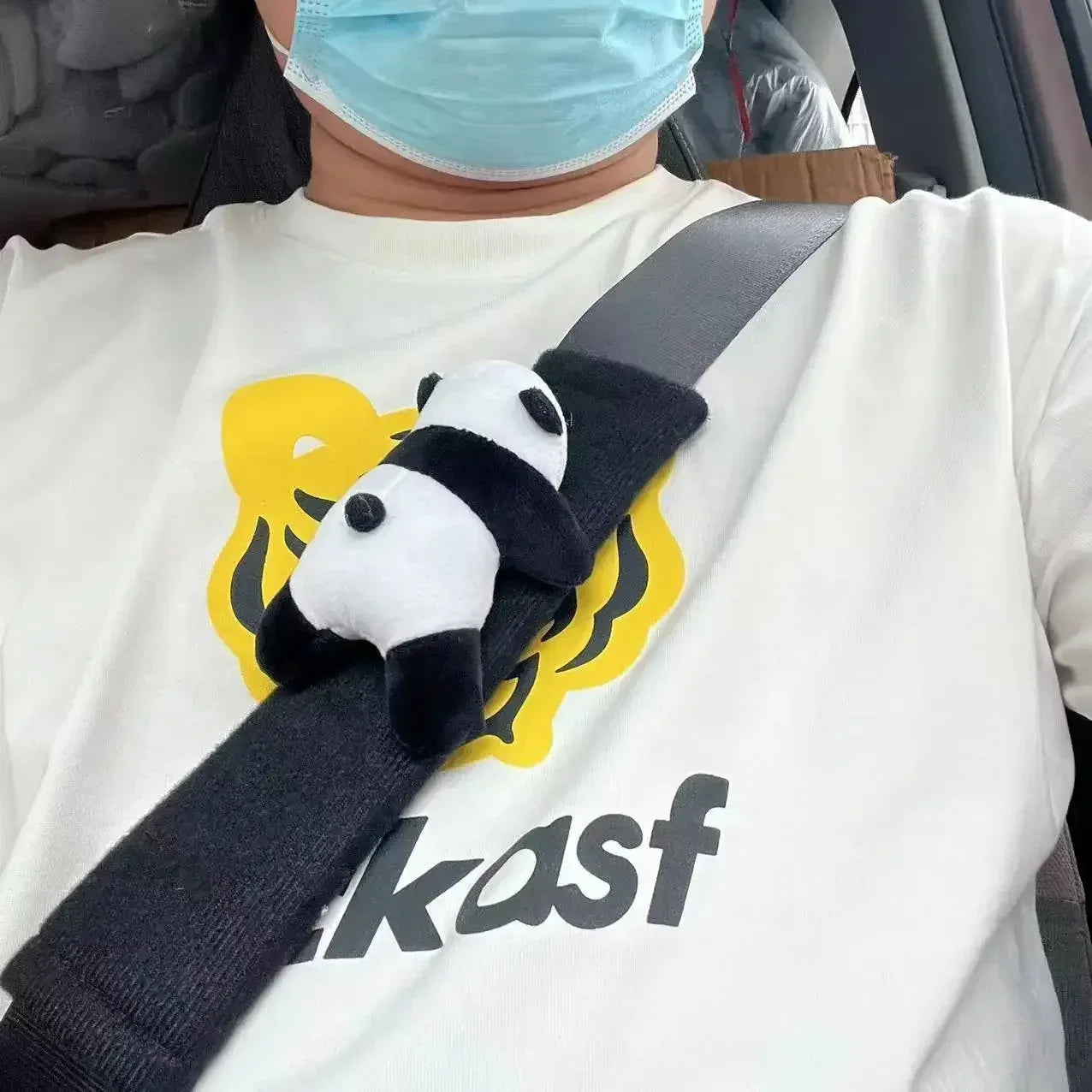 Automobile Safety Belt Decoration Cartoon Panda Safety Belt Shoulder Pad Plush Automobile Accessories Car Decorations - Urbizia