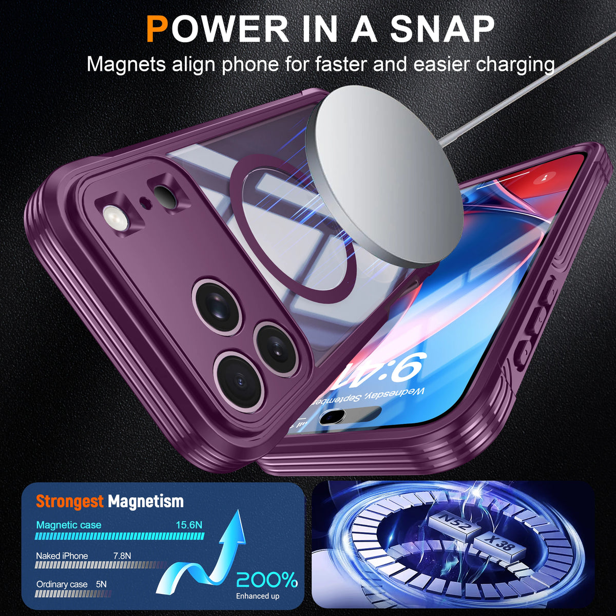 360° Fully Protected Double-sided Transparent Magnetic Case For iPhone 18 Pro Max 18Pro For MagSafe Wireless Charging Back Cover