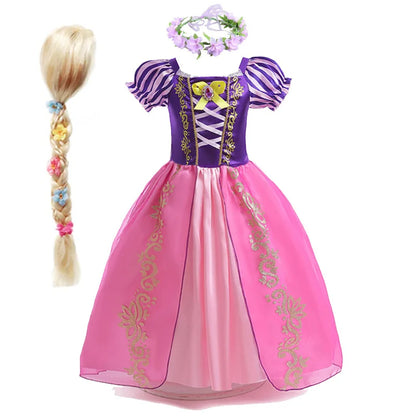 Disney Rapunzel Princess Dress – Purple Puff Sleeve A-Line Costume for Girls Halloween Birthday Party