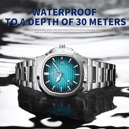 2026 New Luxury Military Man Watch Square Waterproof Luminous Date Week Men Watch Stainless Steel Quartz Men's Watches Reloj+box