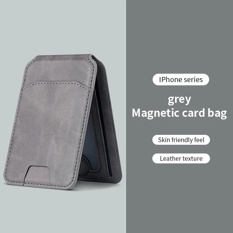 Magnetic Card Holder PU Leather Phone Case with Wallet Stand Credit Card Pocket for Magsafe Apple Phone Samsung Galaxy Devices