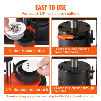 SucceBuy Button Maker 25/32/58 Pin Maker with Button Parts Ergonomic Arc Handle Punch Press Kit Button Maker Machine
