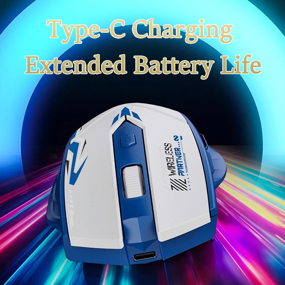 2.4G Wireless Mouse Dual-Mode Bluetooth Mouse 6Buttons Silent Gaming Mice Rechargeable E-Sports Mouse 1600DPI Office Mice For PC