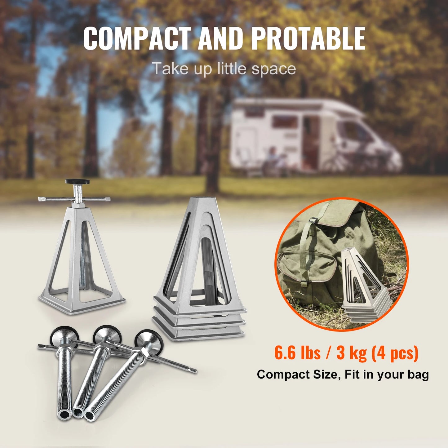 SucceBuy RV Stabilizer Jacks 4 Pack Aluminum RV Leveling Jacks Stack Jack for RV Travel Trailer Camper Single Screw Jack 6000Lbs