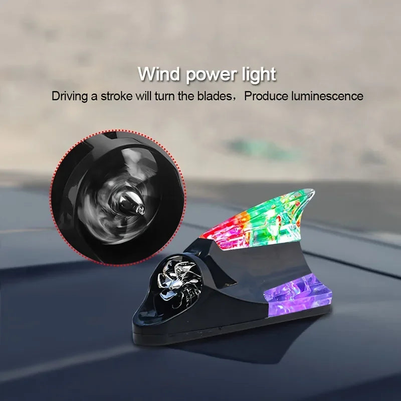 New Car Wind Shark Fin Antenna LED Warning Flash Upgrade Car Radio Signal Enhancement Roof Antenna Accessories