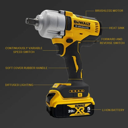 Cordless Brushless Heavy Duty Impact Wrench DEWALT DCF900 20V Li-ion Fast Charging 1/2" Drive