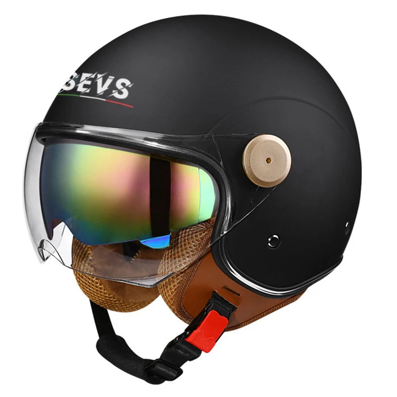 Sevs Open-Face Motorcycle Helmet with Visor