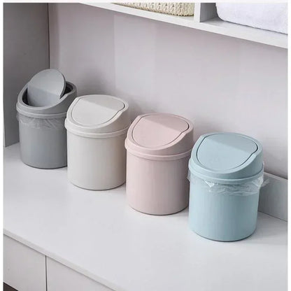Mini Desktop Trash Can with Lid Compact Desk Bin