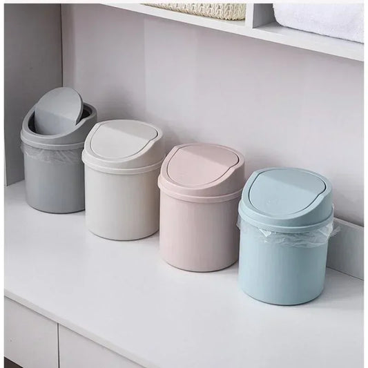 Mini Desktop Trash Can with Lid Compact Desk Bin