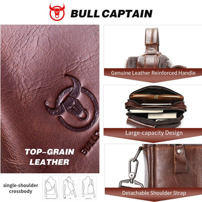 BULLCAPTAIN New Genuine Leather Men Crossbody Bag Male Briefcase Messenger Bag Casual Business Briefcase Style Men Shoulder Bag