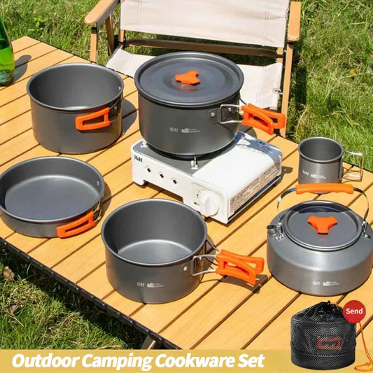 Camping Cookware Set Outdoor Cooking Ultralight Aluminum Pot Kettle cookware Set Portable Travel Tableware Set With Storage Bag