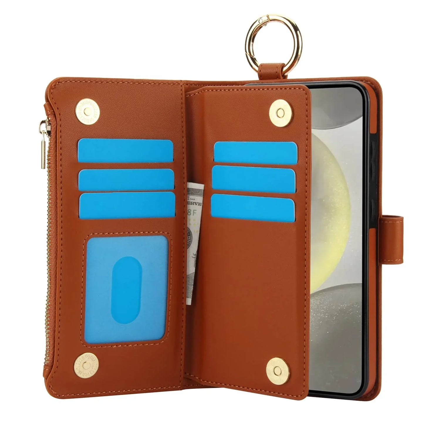 for Samsung Galaxy A55/A15/A54/A14/A73/A53/A13/A72/A52 Wallet case with Zipper Credit Card Holder RFID Blocking,Flip Folio Cover