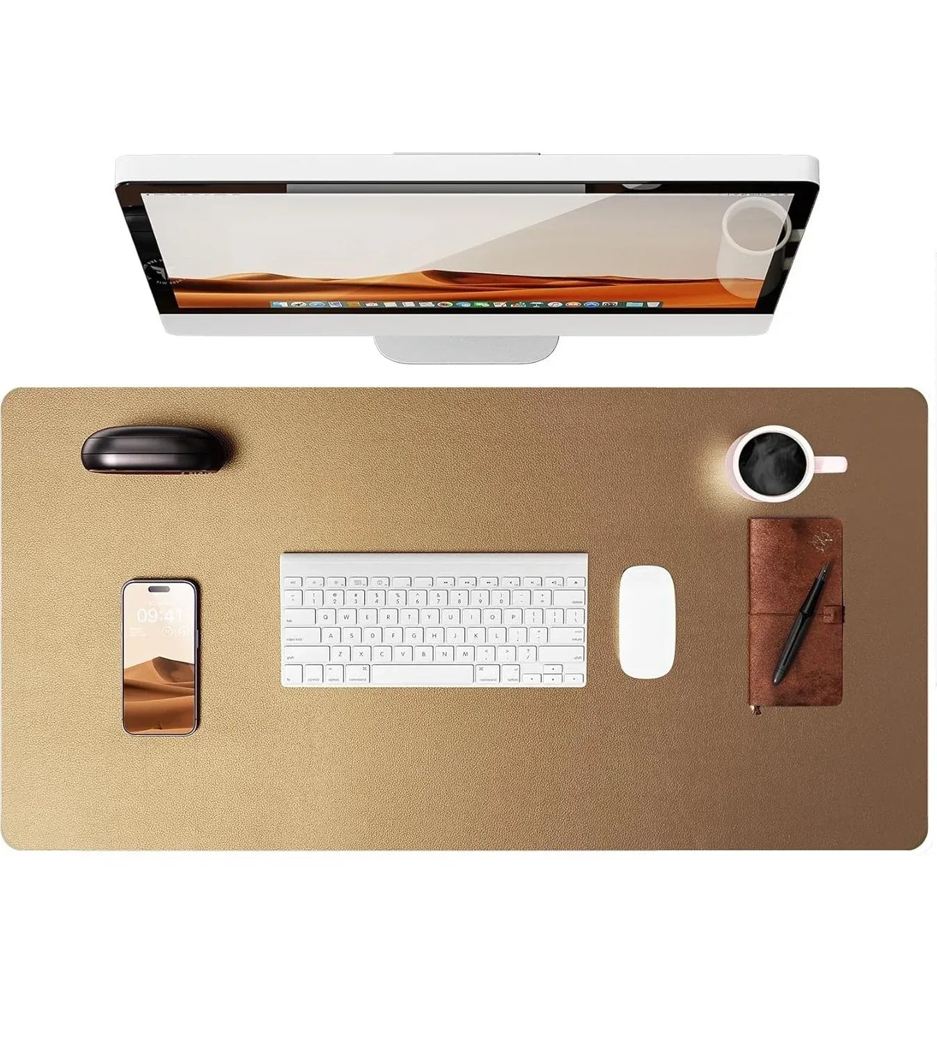 Large Mouse Pad,Office Desk Mat, Leather Desk Pad Protector, Non-Slip PU Leather Desk Blotter, Laptop Desk Pad - Urbizia