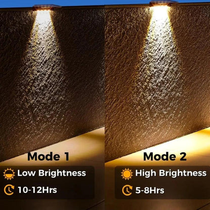 2 Pack Solar Wall Lights 4 LED Solar Fence Lights Outdoor Waterproof Solar Deck Lights Wall Lights for Fence Post Yard Pathway