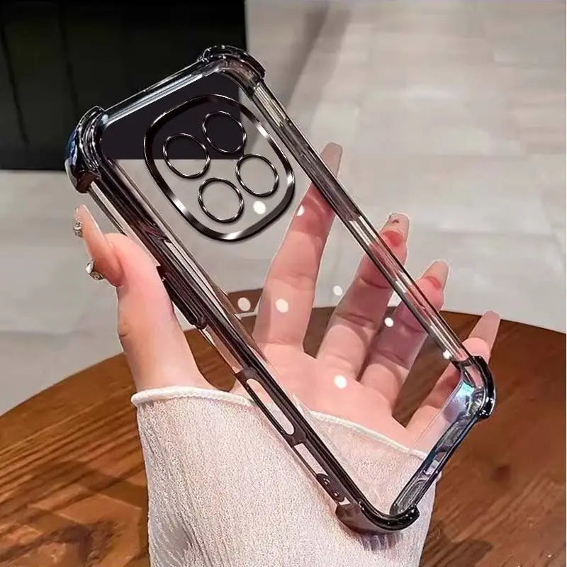 Luxury Plating Transparent Shockproof Case For Note 15 Pro Plus 5G 14/13 Pro Plus 4G 5G Redmi 15C 14C A5 A7 Pro Silicone Cover