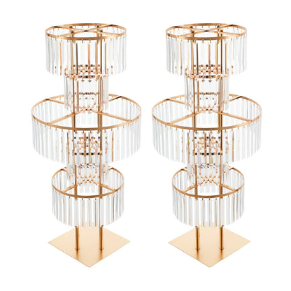 1/2Pcs 5-Tier Gold Acrylic Wedding Flower Stand 110cm Crystal Style Floor Standing Centerpiece for Wedding Party Event Decorate