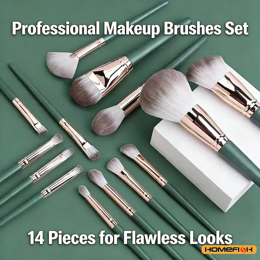 14Pcs Soft Fluffy Makeup Brushes Set, Cosmetic Powder Eye Shadow Foundation Blush Blending Tools