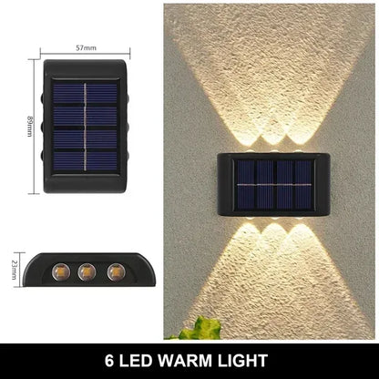 Solar Wall Lamp Outdoor Warm Light Waterproof Up And Down Luminous Lighting Balcony Yard Garden Decoration Lights Exterior Wall - Urbizia