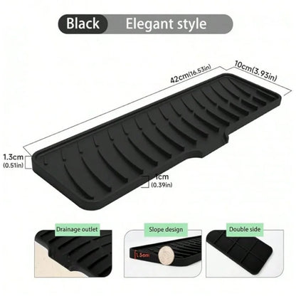 Silicone Faucet Splash Pad Kitchen Foldable Drainage Mat Multipurpose Toilet Soap Storage Slope Design for Rapid Drainage