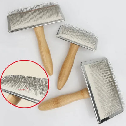 Dog Comb Solid Wood Dog Brush Pet Hair Remover Massage Cat Brush Pet Grooming Stainless Steel Combs for Cats Hair Knot Opening - Urbizia