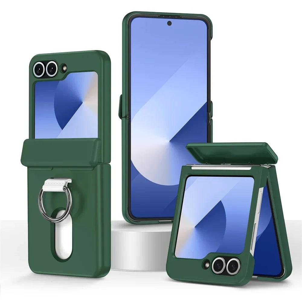 Z Flip8 Luxury Wallet Clip Flip Slot Card Phone Case for Samsung Galaxy Z Flip 7 FE 6 5 Zflip6 Finger Ring Shockproof Hard Cover