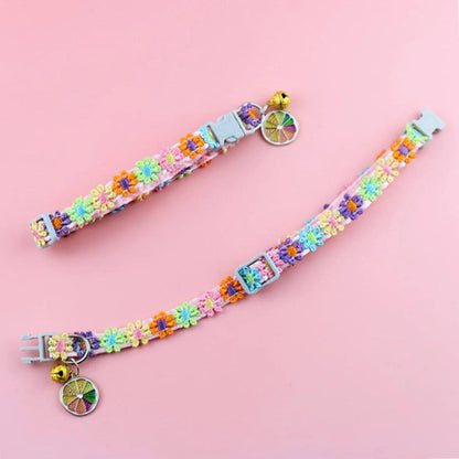 Pet Collar With Bell Cartoon Footprint Colorful Dog Puppy Kitten Collar Adjustable Safety Bell Ring Necklace Pet Accessories