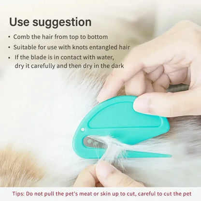 Multicolor Pet Knot Cutter Hair Remover Stainless Steel Painless Safe Grooming Brush for Dogs Cats Effective Shedding Comb Tool - Urbizia