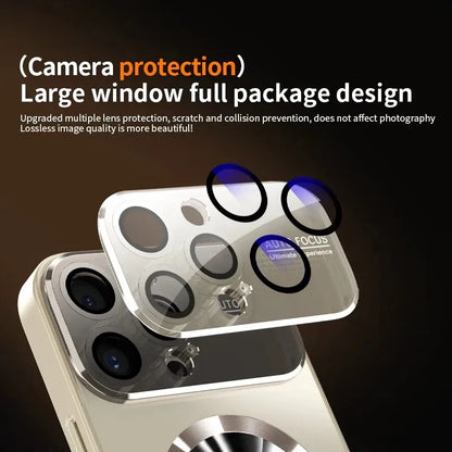 New Titanium Metallic Luxury Matte Case For iPhone 17 16 15 14 13 12 Pro Max Plus For Magsafe Glass Lens Camera Protection Cover