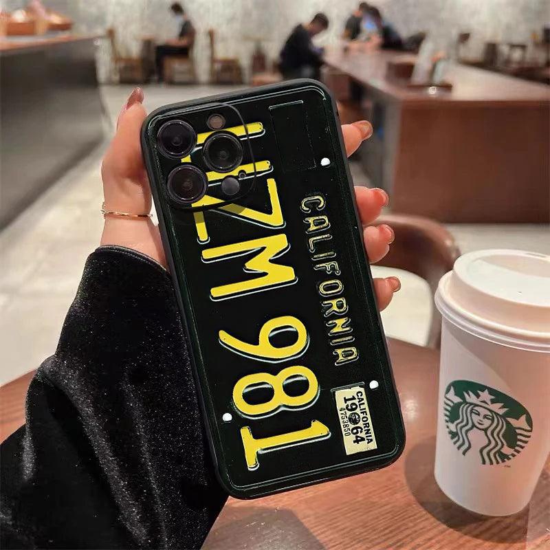 Retro License Plate iPhone Case – Shockproof Full Coverage