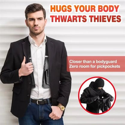 PU Leather Strap Holster Vest Bag Adjustable Double Shoulder Armpit Bag Hidden Anti-Theft Phone Pocket Chest Bag