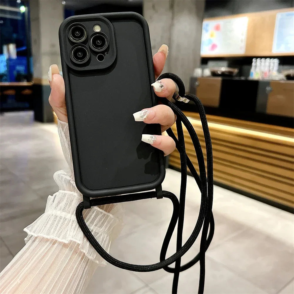 Crossbody Adjustable Lanyard Soft Case for iPhone