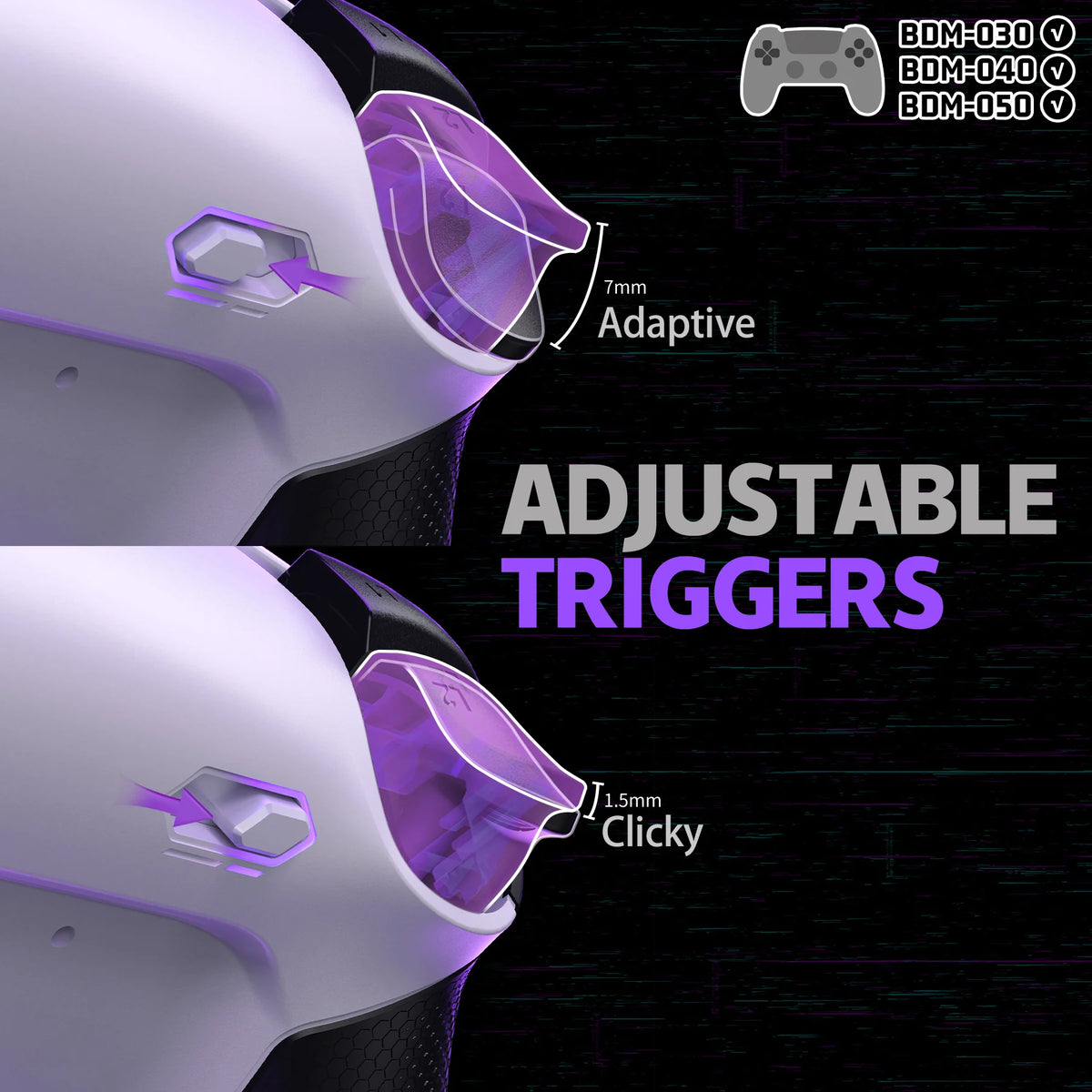 eXtremeRate RISE4 Plus MAX Remappable Back Button Kit w/Clicky Trigger Stop & Rubberized Grip for ps5 Controller BDM-030 040 050