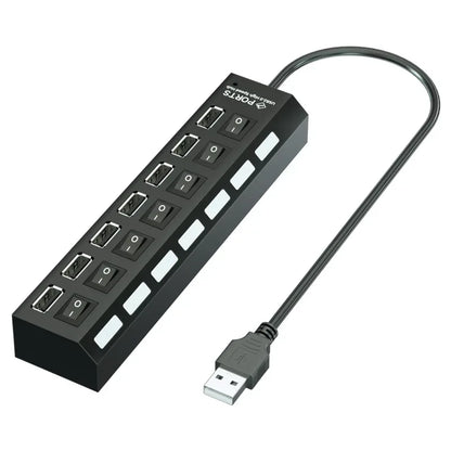 7-Port USB Hub Splitter with Individual Switch