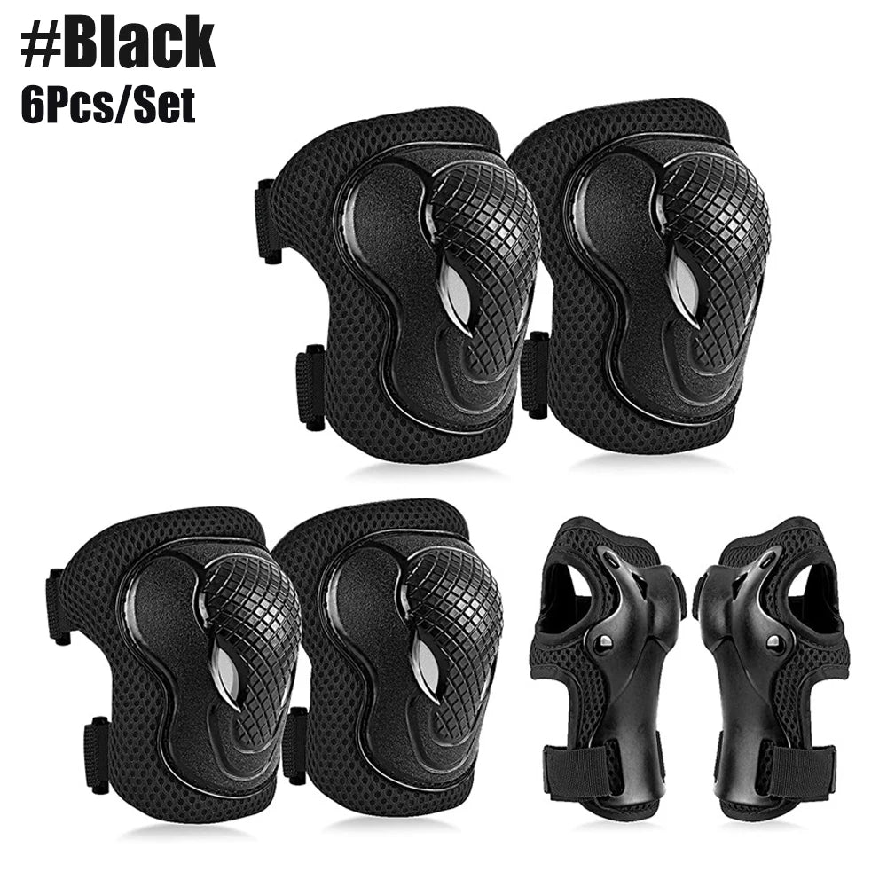 6 In 1 Kids/Youth Protective Gear Set, Kids Knee Pads Elbow Pads & Wrist Guard for Scooter, Skateboard, Bicycle, Inline Skating