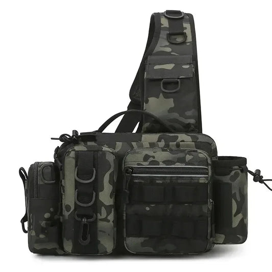 Fishing Tackle Sling Backpack with Rod Holder - Urbizia