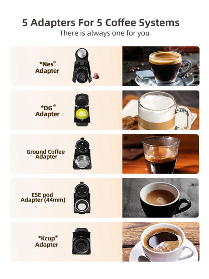 HiBREW Multiple Capsule Coffee Machine, Hot/Cold Dolce Gusto Milk Nespresso Capsule ESE Pod Ground Coffee Cafeteria 20Bar 5 in 1