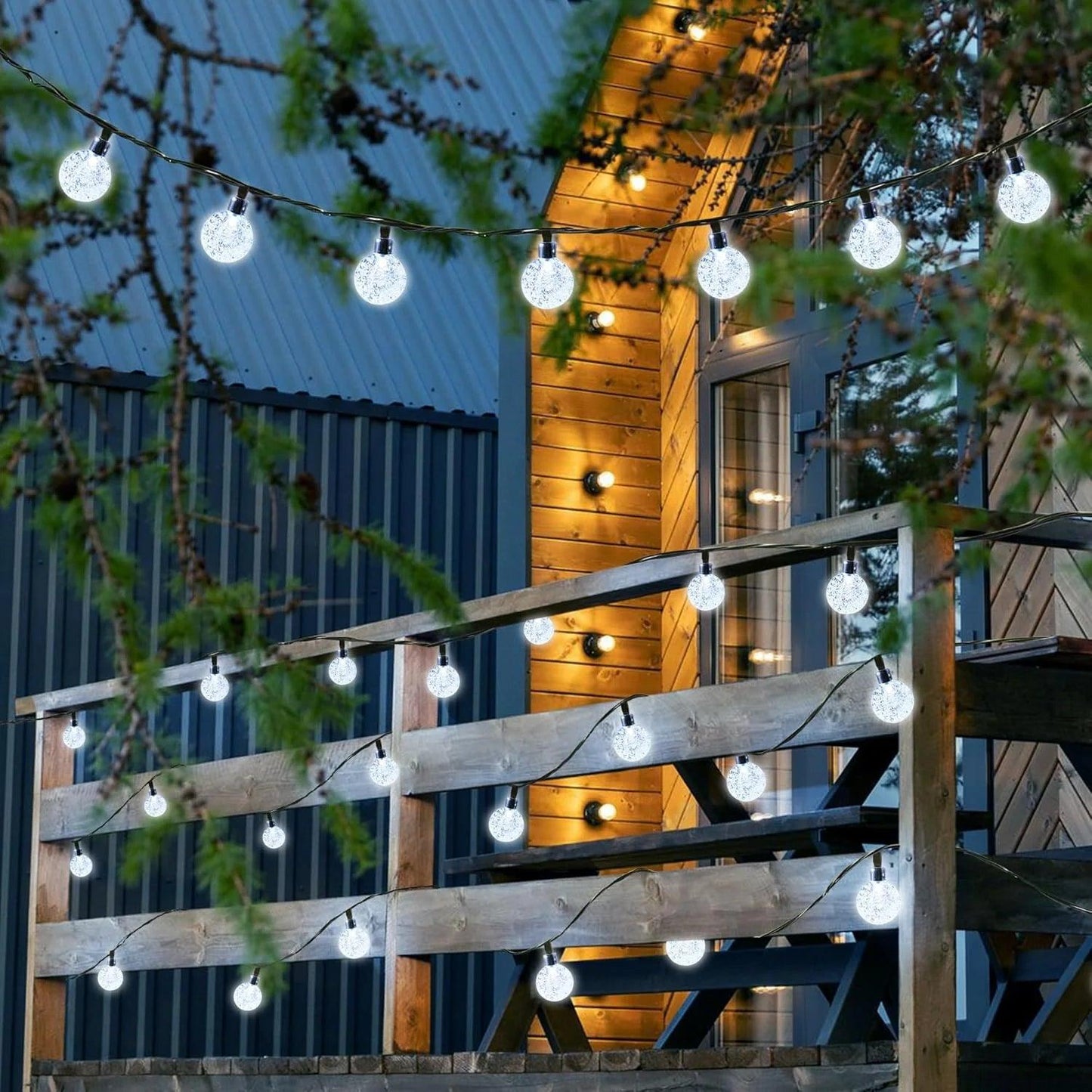 1 Pack 12M/39.37FT. 100 LED Solar Powered Bubble Ball String Light Indoor And Outdoor Decorative Lamp With 8 Lighting Modes Suitable For Home Holiday Park Party Wedding Birthday Festival Path Patio Decoration